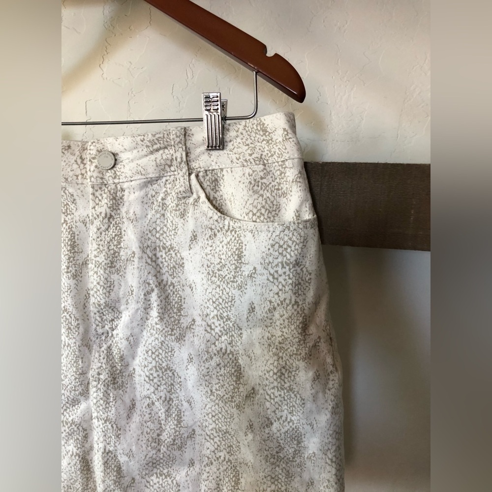 Paige Anthropologie Aideen Denim Mini Skirt, White animal print, snake print•30 - Picture 7 of 15